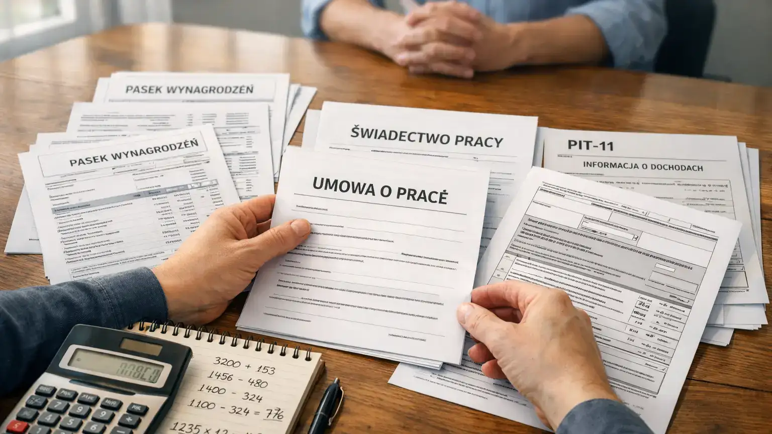 dokumentowanie-utraconych-dochodow-po-wypadku Osoba porządkująca dokumenty finansowe i zawodowe potrzebne do wykazania utraconych dochodów po wypadku